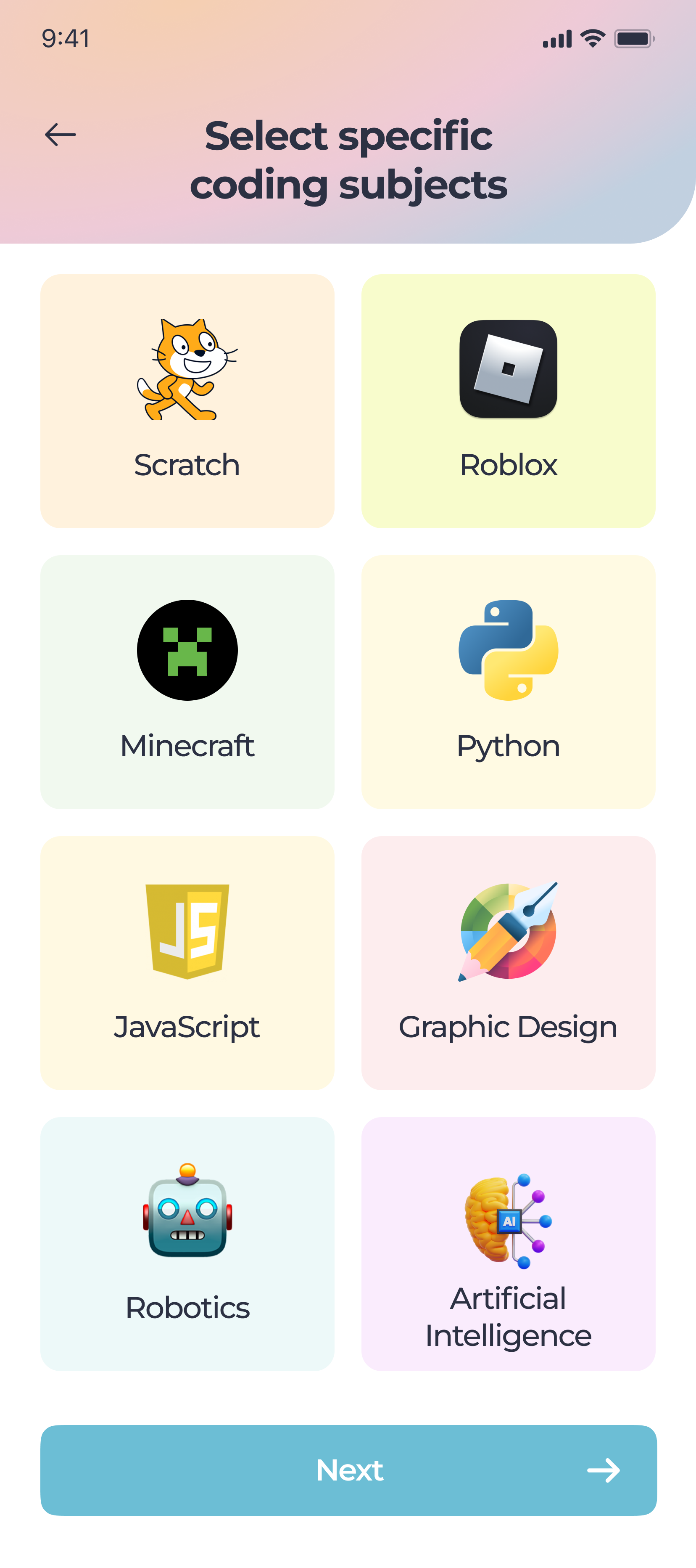 Select Specific Subjects
